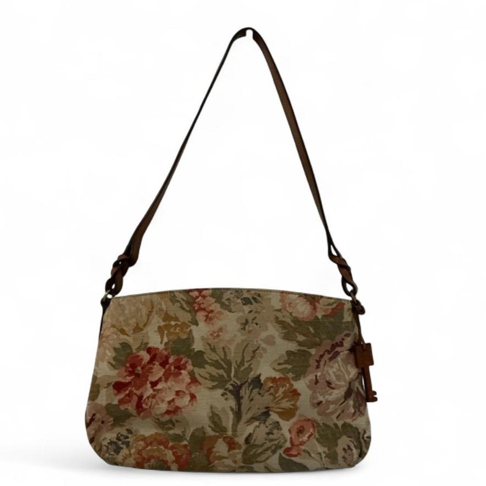 Vintage Fossil‎ Floral Tapestry Shoulder Bag Womens Medium Multicolor Boho Hobo